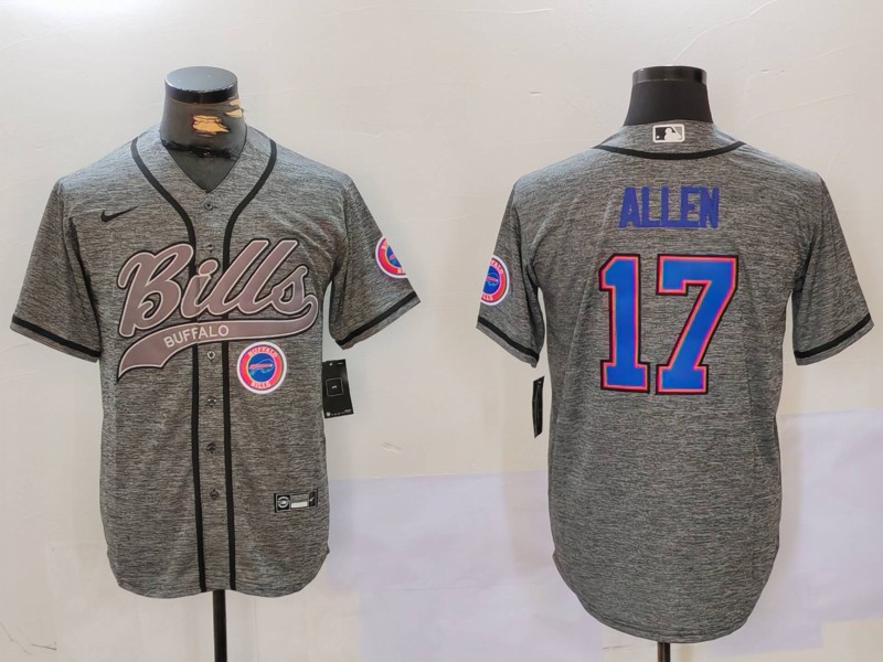 Men Buffalo Bills 17 Allen Grey Joint Name 2024 Nike Limited NFL Jersey style 9123